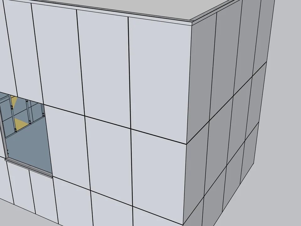 SketchUp kompozit cephe eklentisi ile tek parça köşe kaseti ve aynı kotta dönen derzler