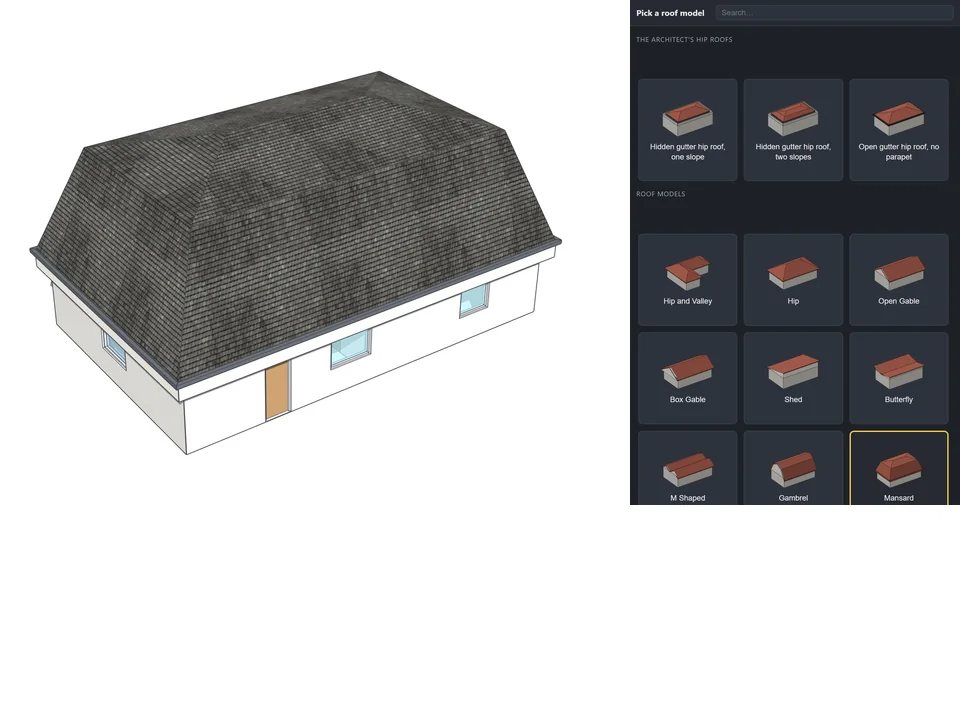 ArchiFlow Studio çatı motoruyla tek tıkla kurulan farklı çatı modelleri